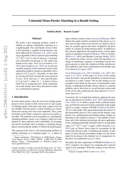 Unimodal Mono-Partite Matching in a Bandit Setting