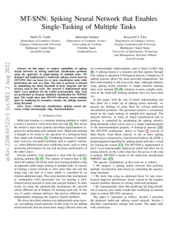 MT-SNN: Spiking Neural Network that Enables Single-Tasking of Multiple
  Tasks