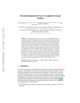 Maximal Independent Vertex Set applied to Graph Pooling