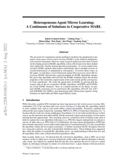 Heterogeneous-Agent Mirror Learning: A Continuum of Solutions to
  Cooperative MARL
