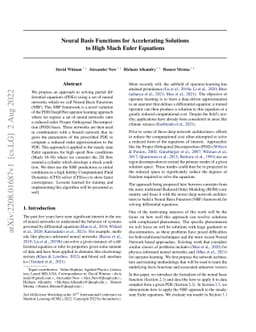 Neural Basis Functions for Accelerating Solutions to High Mach Euler
  Equations