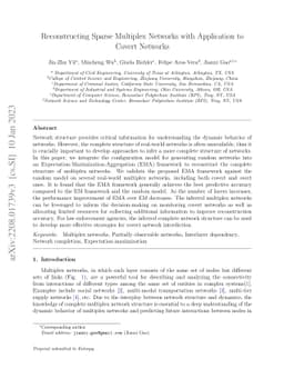 Reconstructing Sparse Multiplex Networks with Application to Covert
  Networks