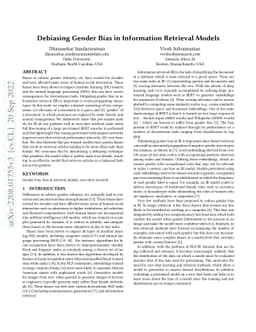 Debiasing Gender Bias in Information Retrieval Models