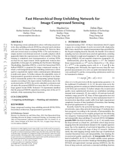Fast Hierarchical Deep Unfolding Network for Image Compressed Sensing