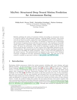 MixNet: Structured Deep Neural Motion Prediction for Autonomous Racing
