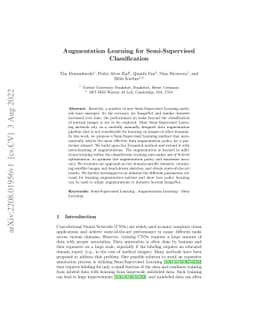 Augmentation Learning for Semi-Supervised Classification