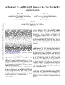 SSformer: A Lightweight Transformer for Semantic Segmentation