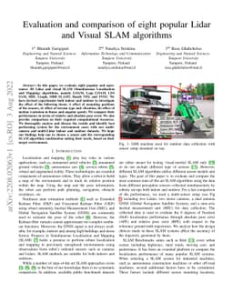 Evaluation and comparison of eight popular Lidar and Visual SLAM
  algorithms