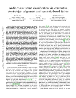Audio-visual scene classification via contrastive event-object alignment
  and semantic-based fusion