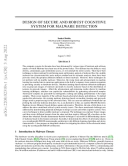 Design of secure and robust cognitive system for malware detection