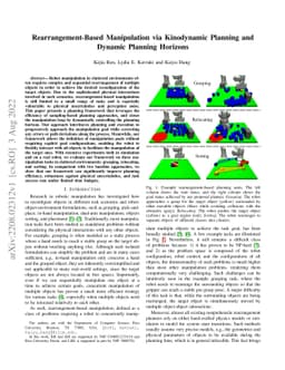 Rearrangement-Based Manipulation via Kinodynamic Planning and Dynamic
  Planning Horizons