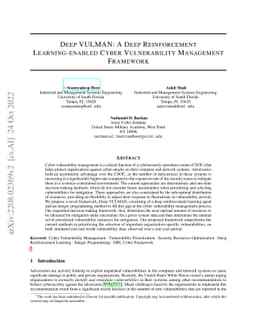 Deep VULMAN: A Deep Reinforcement Learning-Enabled Cyber Vulnerability
  Management Framework