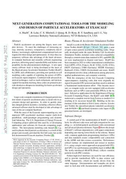 Next Generation Computational Tools for the Modeling and Design of
  Particle Accelerators at Exascale