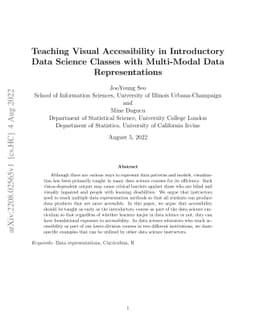 Teaching Visual Accessibility in Introductory Data Science Classes with
  Multi-Modal Data Representations