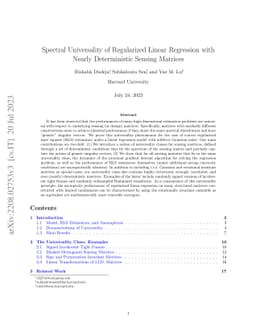 Spectral Universality of Regularized Linear Regression with Nearly
  Deterministic Sensing Matrices