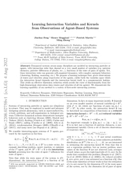 Learning Interaction Variables and Kernels from Observations of
  Agent-Based Systems