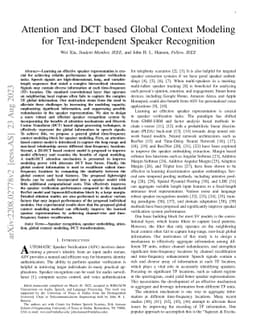 Attention and DCT based Global Context Modeling for Text-independent
  Speaker Recognition