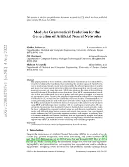 Modular Grammatical Evolution for the Generation of Artificial Neural
  Networks