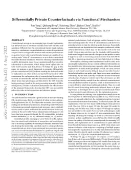 Differentially Private Counterfactuals via Functional Mechanism