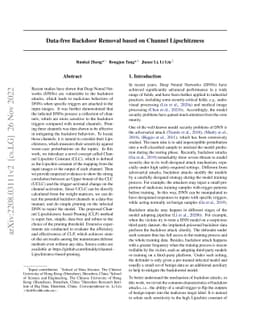 Data-free Backdoor Removal based on Channel Lipschitzness
