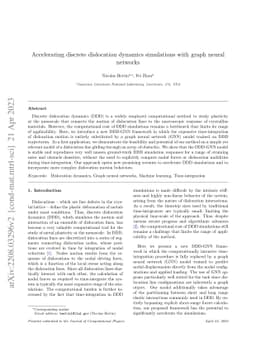 Accelerating discrete dislocation dynamics simulations with graph neural
  networks