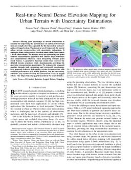 Real-time Neural Dense Elevation Mapping for Urban Terrain with
  Uncertainty Estimations