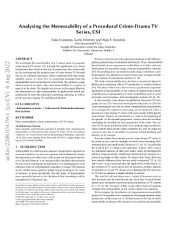 Analysing the Memorability of a Procedural Crime-Drama TV Series, CSI