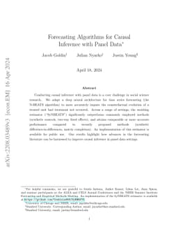 Forecasting Algorithms for Causal Inference with Panel Data