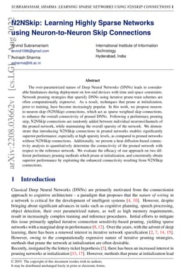 N2NSkip: Learning Highly Sparse Networks using Neuron-to-Neuron Skip
  Connections