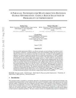A Parallel Technique for Multi-objective Bayesian Global Optimization:
  Using a Batch Selection of Probability of Improvement