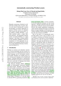 Automatically constructing Wordnet synsets