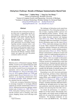 DialogSum Challenge: Results of the Dialogue Summarization Shared Task