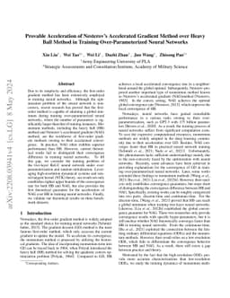 Provable Acceleration of Nesterov's Accelerated Gradient Method over
  Heavy Ball Method in Training Over-Parameterized Neural Networks