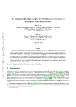 An integer grid bridge sampler for the Bayesian inference of incomplete
  birth-death records