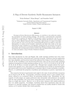 A Map of Diverse Synthetic Stable Roommates Instances