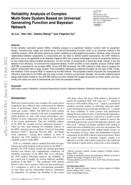 Reliability Analysis of Complex Multi-State System Based on Universal
  Generating Function and Bayesian Network