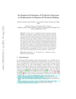 An Empirical Evaluation of Predicted Outcomes as Explanations in
  Human-AI Decision-Making