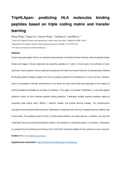 TripHLApan: predicting HLA molecules binding peptides based on triple
  coding matrix and transfer learning