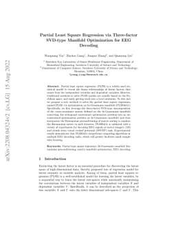 Partial Least Square Regression via Three-factor SVD-type Manifold
  Optimization for EEG Decoding