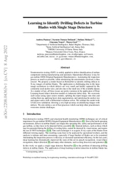 Learning to Identify Drilling Defects in Turbine Blades with Single
  Stage Detectors