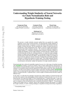 Understanding Weight Similarity of Neural Networks via Chain
  Normalization Rule and Hypothesis-Training-Testing