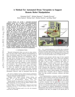 A Method For Automated Drone Viewpoints to Support Remote Robot
  Manipulation