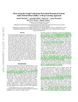 Recovering the Graph Underlying Networked Dynamical Systems under
  Partial Observability: A Deep Learning Approach