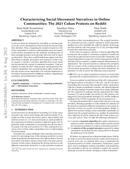 Characterizing Social Movement Narratives in Online Communities: The
  2021 Cuban Protests on Reddit