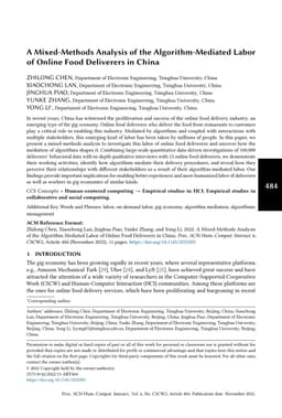 A Mixed-Methods Analysis of the Algorithm-Mediated Labor of Online Food
  Deliverers in China