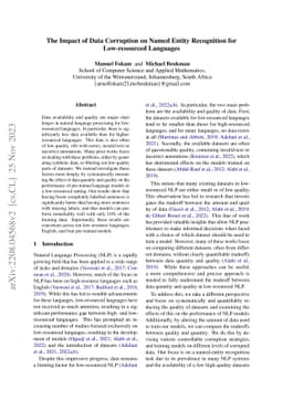 The Impact of Data Corruption on Named Entity Recognition for
  Low-resourced Languages
