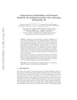 Using Sentence Embeddings and Semantic Similarity for Seeking Consensus
  when Assessing Trustworthy AI