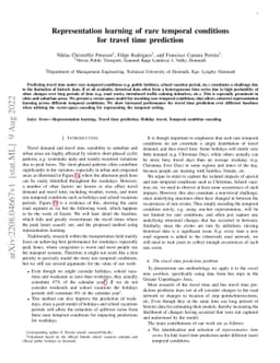 Representation learning of rare temporal conditions for travel time
  prediction