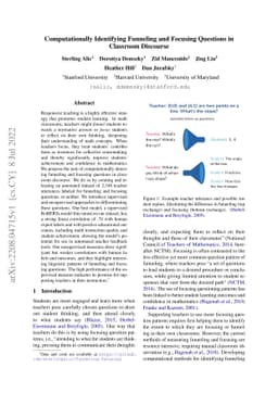 Computationally Identifying Funneling and Focusing Questions in
  Classroom Discourse