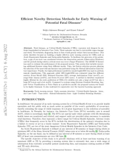 Efficient Novelty Detection Methods for Early Warning of Potential Fatal
  Diseases